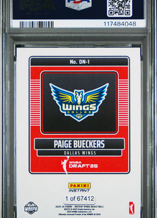 2025 Panini Instant WNBA Draft Night Paige Bueckers #DN1 PSA 10