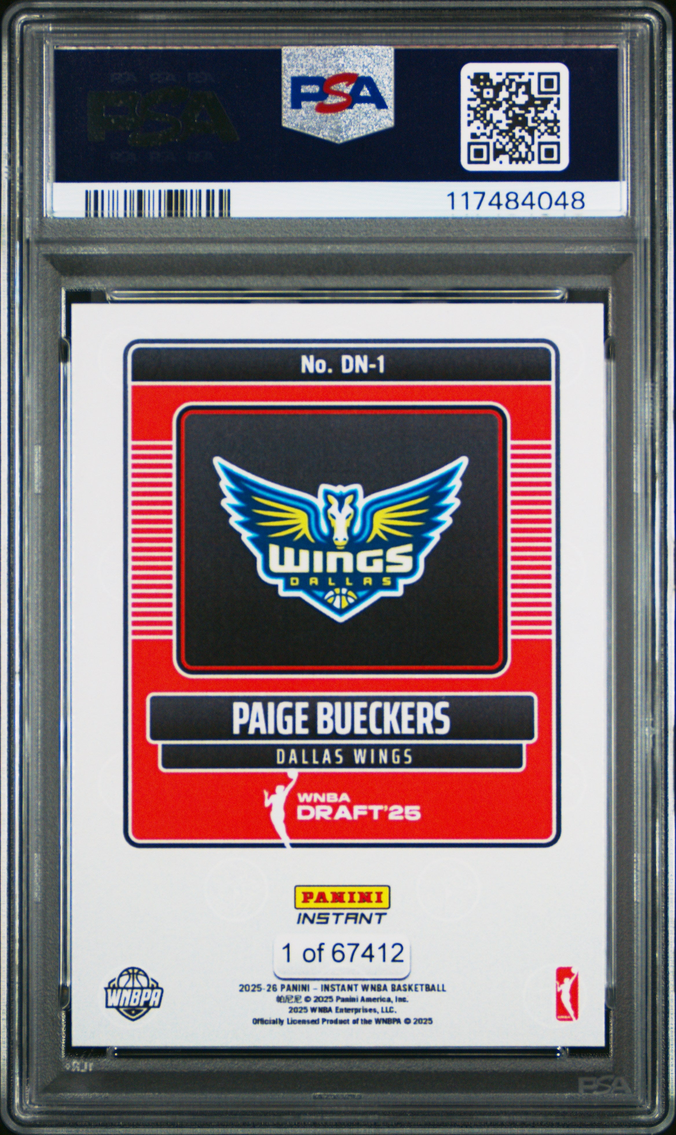 2025 Panini Instant WNBA Draft Night Paige Bueckers #DN1 PSA 10