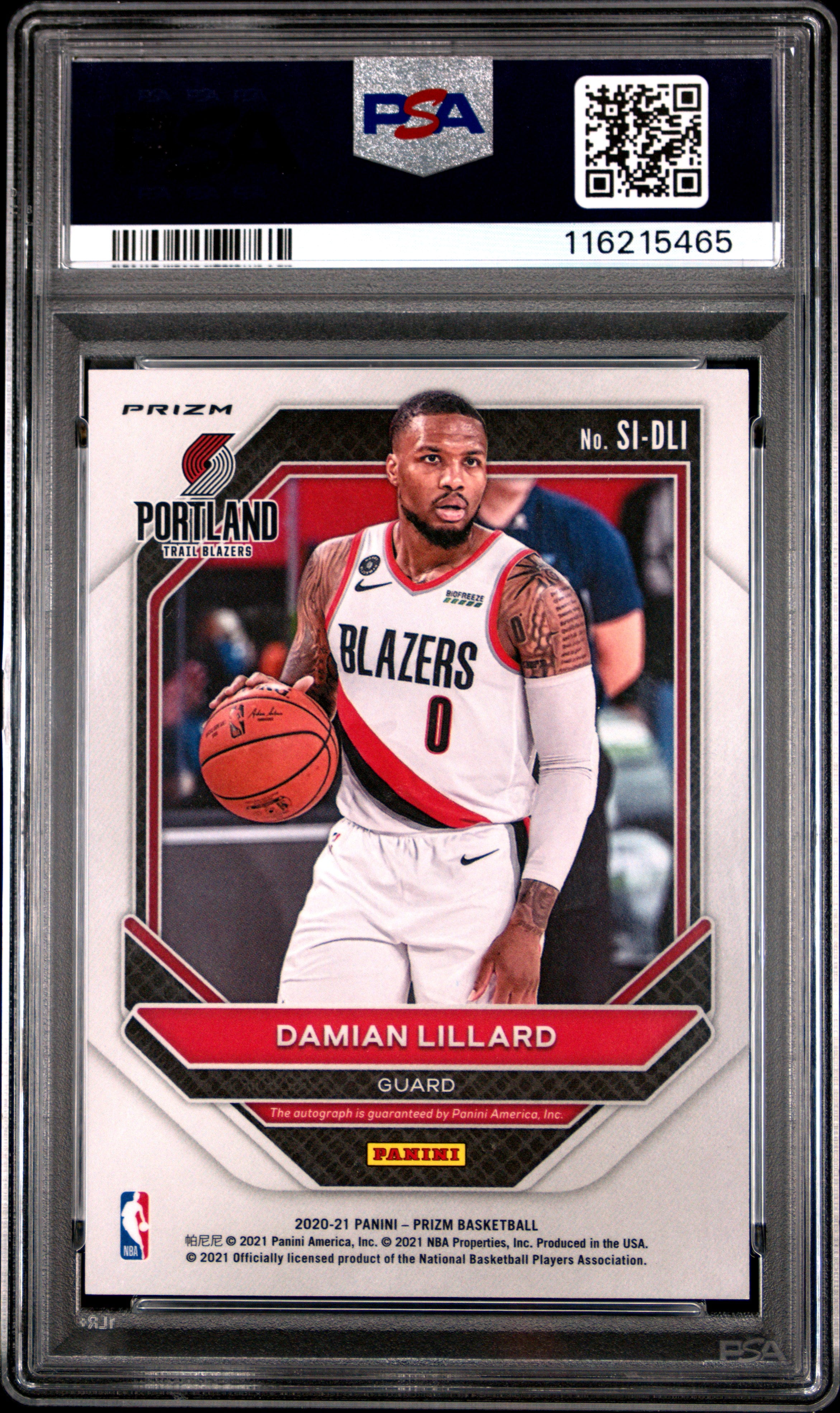 2020 Panini Prizm Signatures Damian Lillard Choice #DLI PSA 9