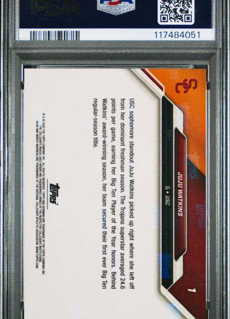 2025 Bowman U Now March Madness Juju Watkins Black #1 PSA 9