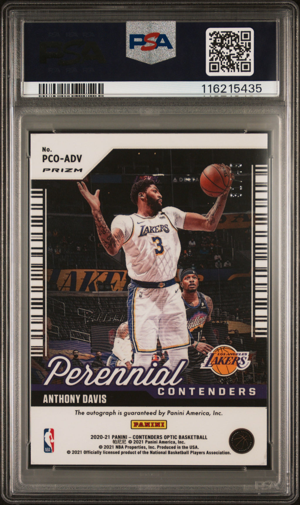 2020 Panini Contenders Optic Perennial Contenders Autographs Anthony Davis Autograph #ADV PSA 9