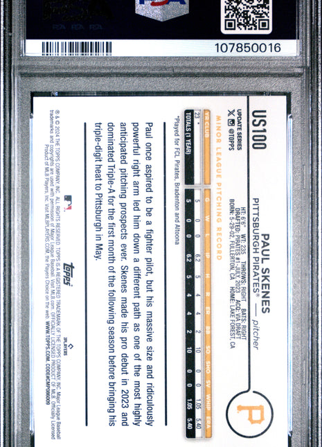 2024 Topps Update Paul Skenes #US100 PSA 10
