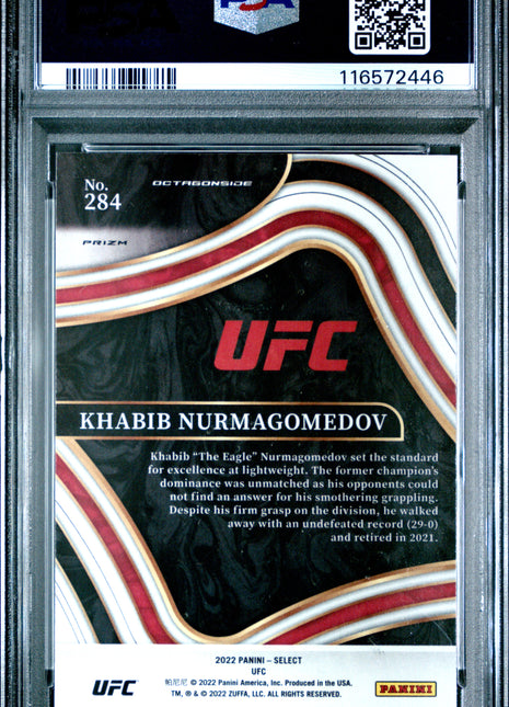 2022 Panini Select UFC Khabib Nurmagomedov Tiger Prizm #284 PSA 10