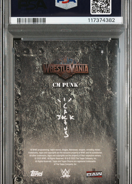 2025 Topps Chrome WWE Cactus Jack X Wrestlemania CM Punk #8 PSA 9
