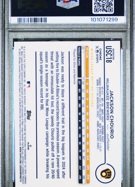 2024 Topps Chrome Update Jackson Chourio Refractor #USC18 PSA 9