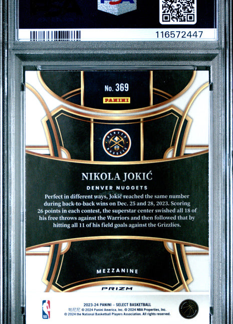 2023 Panini Select Nikola Jokic Zebra Prizm #369 PSA 10