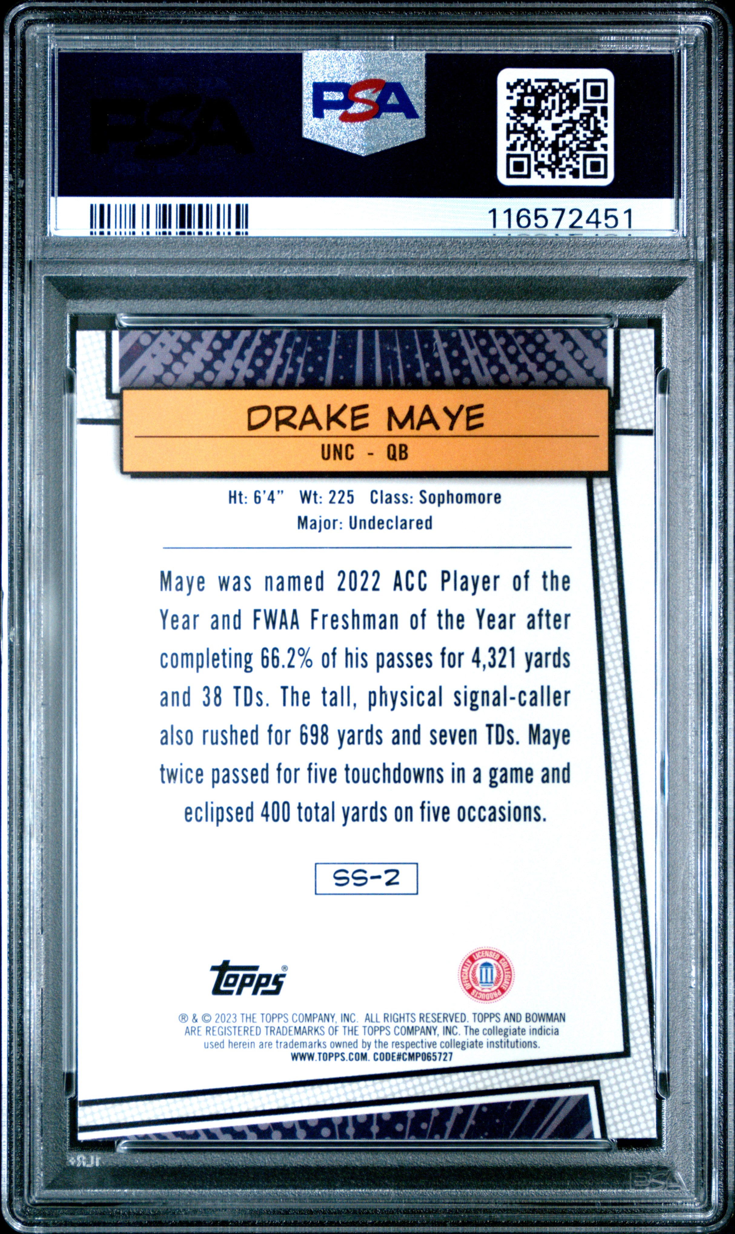 2023 Bowman University Chrome Saturday Superstars Drake Maye #SS2 PSA 10