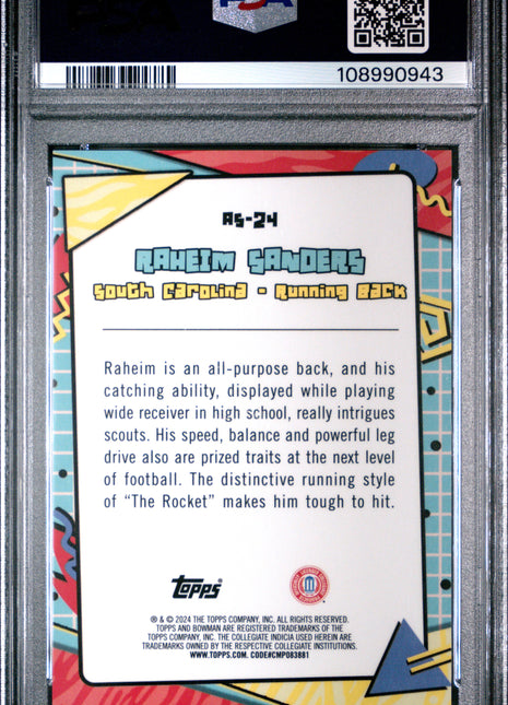 2024 Bowman University Chrome After School Special Raheim Sanders #AS24 PSA 9