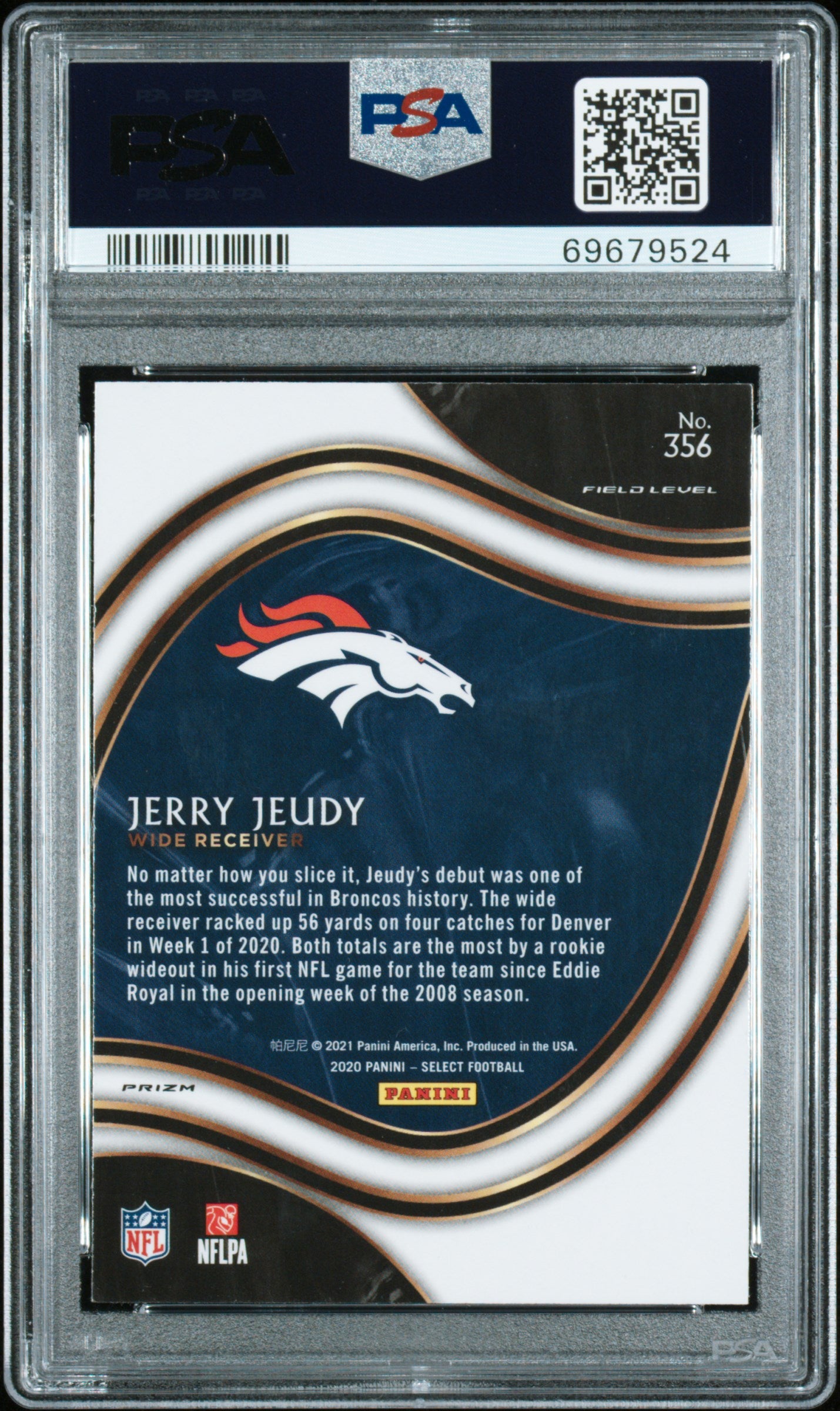 2020 Panini Select Jerry Jeudy Cosmic Prizm #356 PSA 10