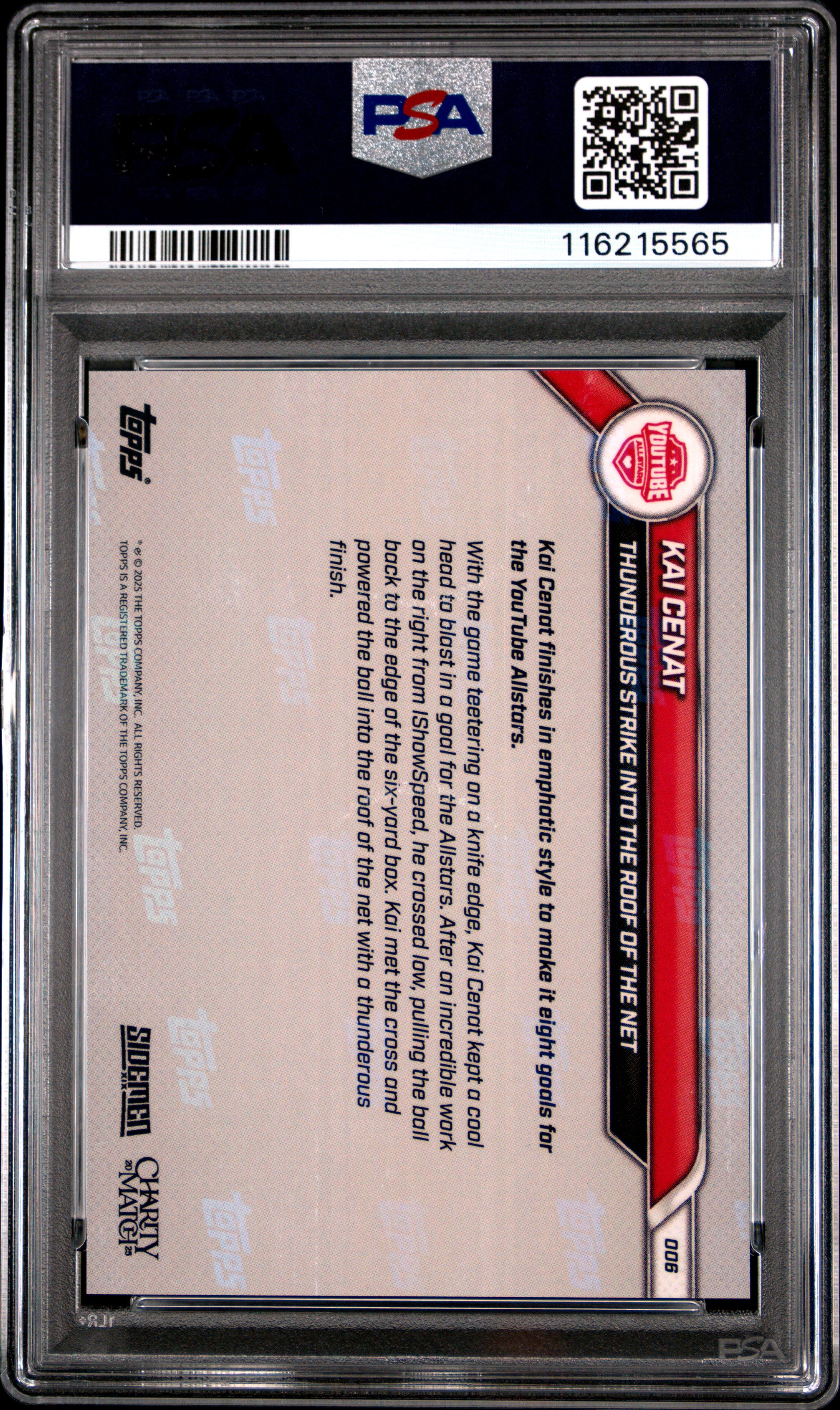 2025 Topps Now Sidemen Charity Match Kai Cenat #006 PSA 10
