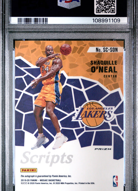 2019 Panini Mosaic Scripts Shaquille O'Neal Red Wave #SCSON PSA 10