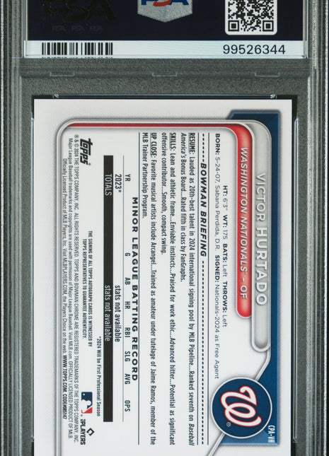 2024 Bowman Chrome Prospect Autographs Victor Hurtado #CPAVH PSA 9