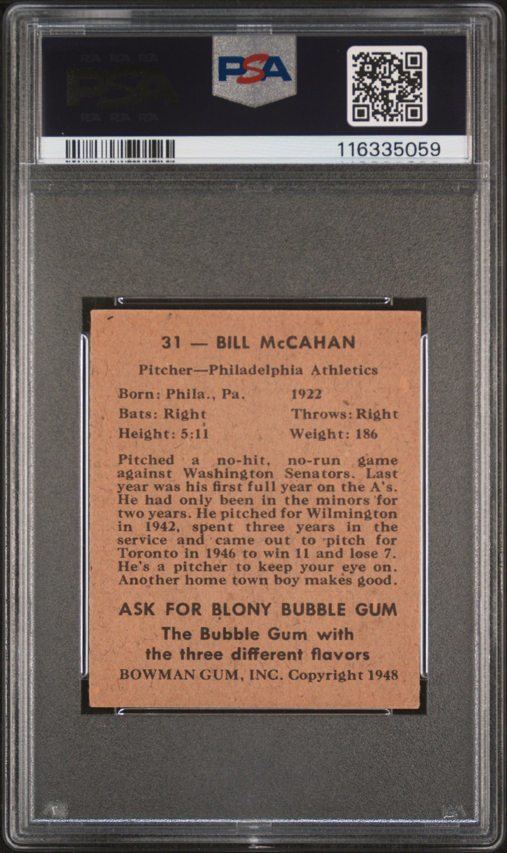 1948 Bowman Bill Mccahan #31 PSA 5