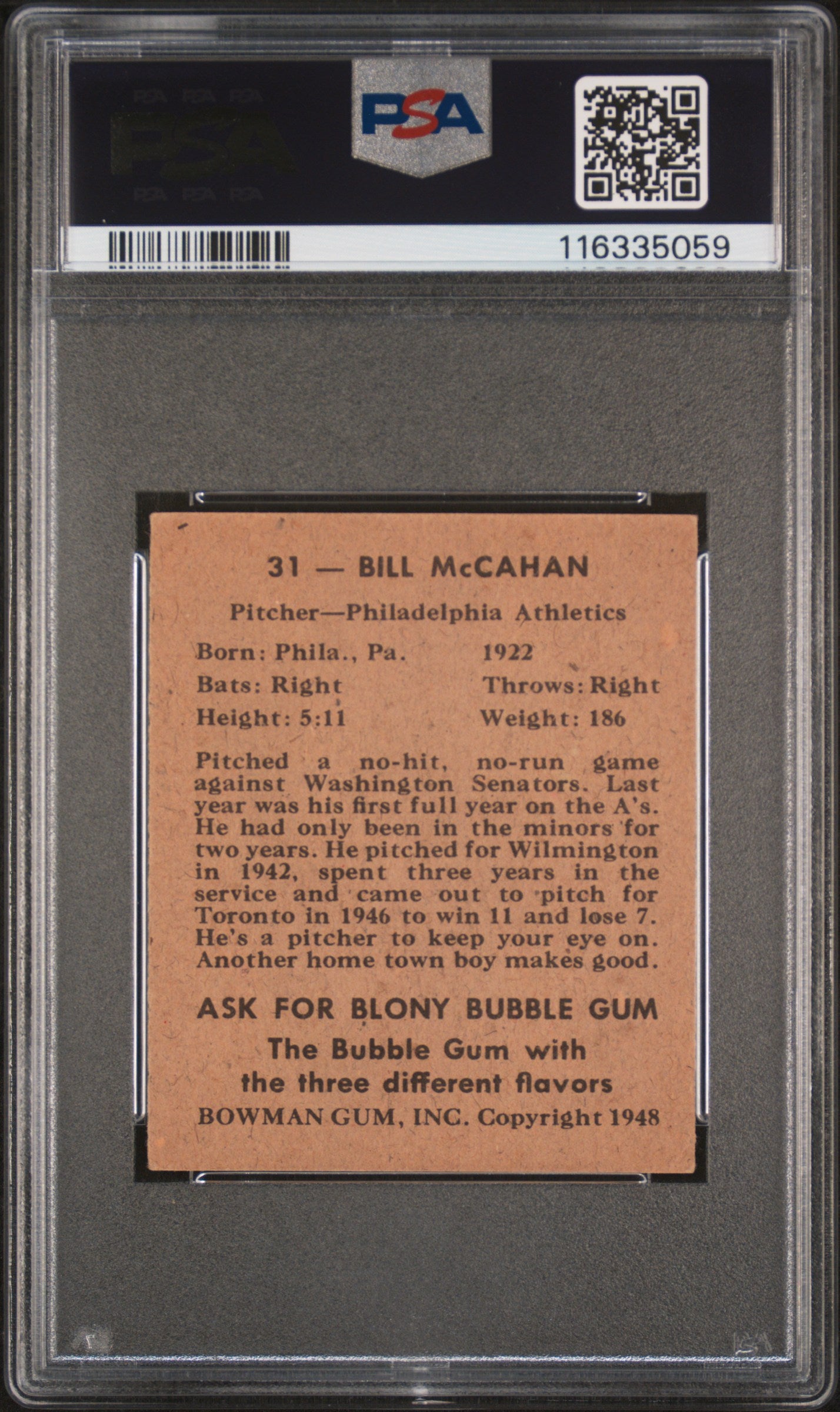 1948 Bowman Bill Mccahan #31 PSA 5