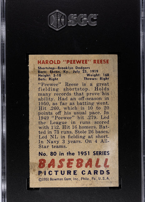 1951 Bowman Pee Wee Reese #80 SGC 2.5