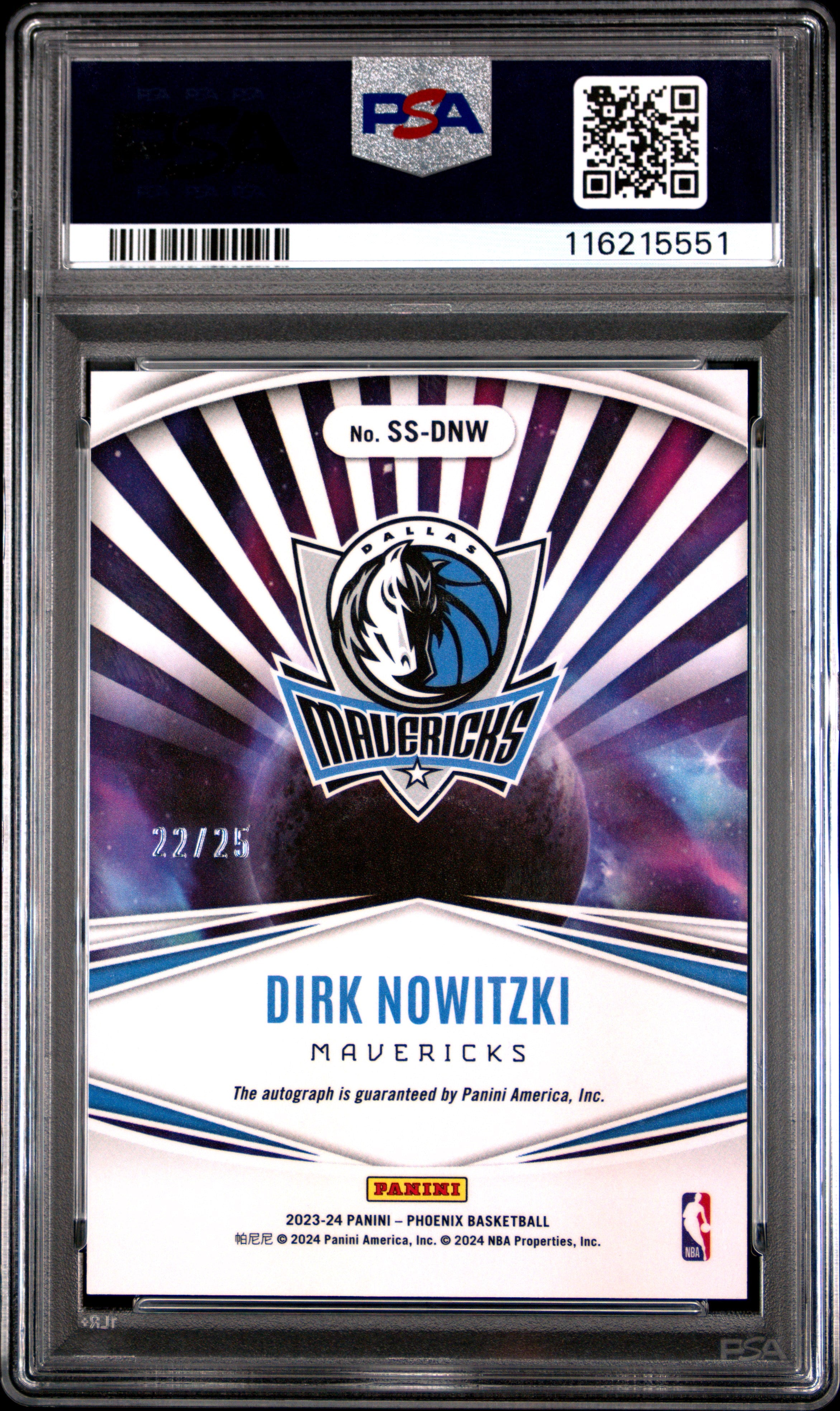 2023 Panini Phoenix Stellar Signatures Dirk Nowitzki Blue #SSDNW PSA 9