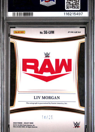 2024 Panini Select WWE Signatures LIV Morgan Tie Dye Prizm #SGLVM PSA 10