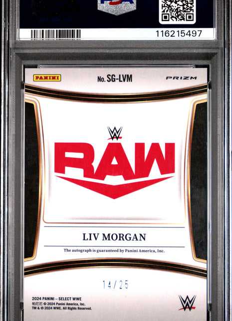 2024 Panini Select WWE Signatures LIV Morgan Tie Dye Prizm #SGLVM PSA 10