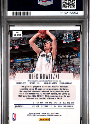2023 Panini Prizm Deca Signatures Dirk Nowitzki #DSDIR PSA 9