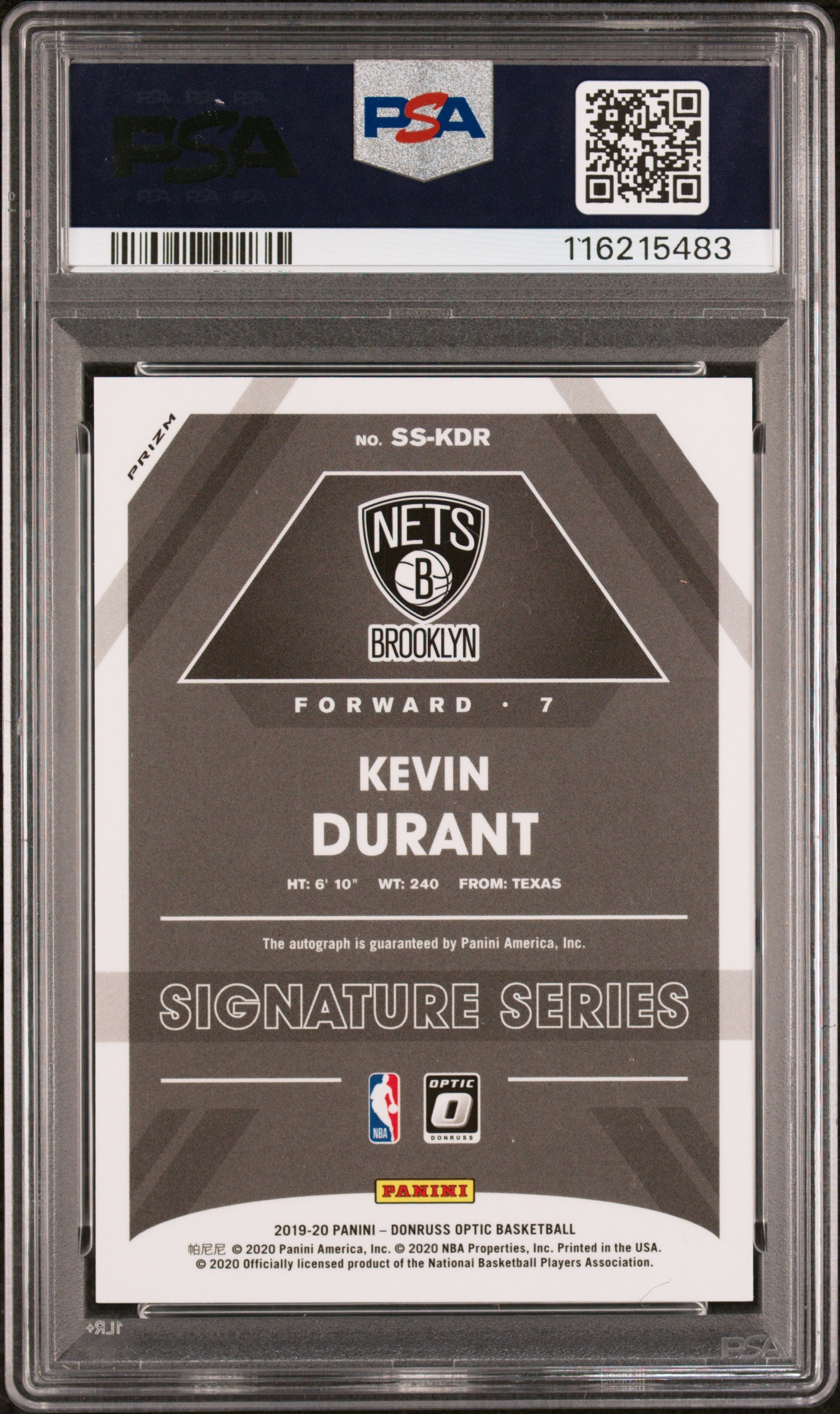 2019 Panini Donruss Optic Signature Series Kevin Durant Choice #KDR PSA 9