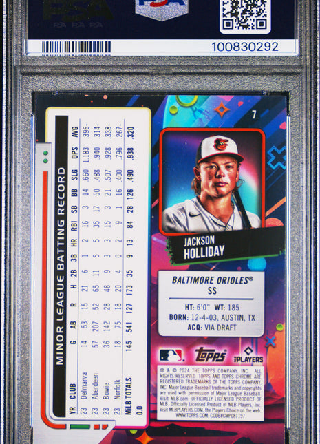 2024 Topps Chrome Cosmic Jackson Holliday Rookie PSA 10 2024 Topps Chrome Cosmic Jackson Holliday #7 PSA 10