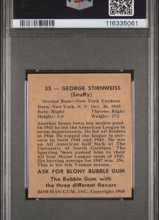 1948 Bowman George Stirnweiss #35 PSA 5