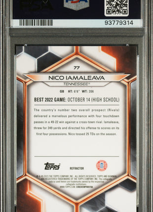 2023 Bowman University Best Nico Iamaleava Refractor #77 PSA 10