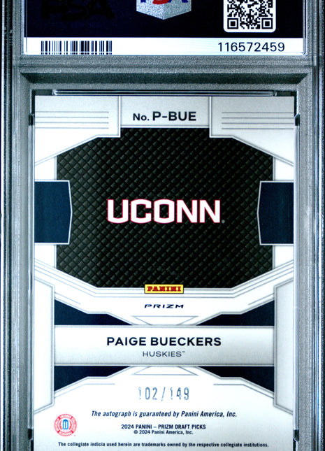 2024 Panini Prizm Draft Picks Penmanship Paige Bueckers Blue #PBUE PSA 10
