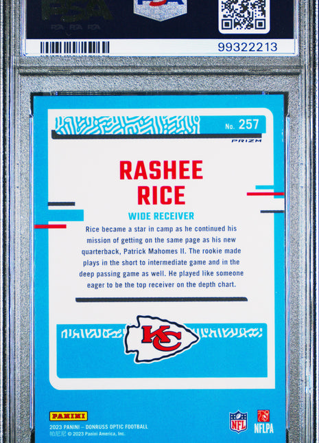 2023 Optic Rashee Rice Holo Rookie PSA 10 2023 Panini Donruss Optic Rashee Rice Holo #257 PSA 10