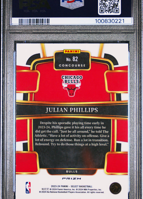 2023 Select Julian Phillips Concourse Tiger PSA 9 2023 Panini Select Julian Phillips Tiger Prizm #82 PSA 9