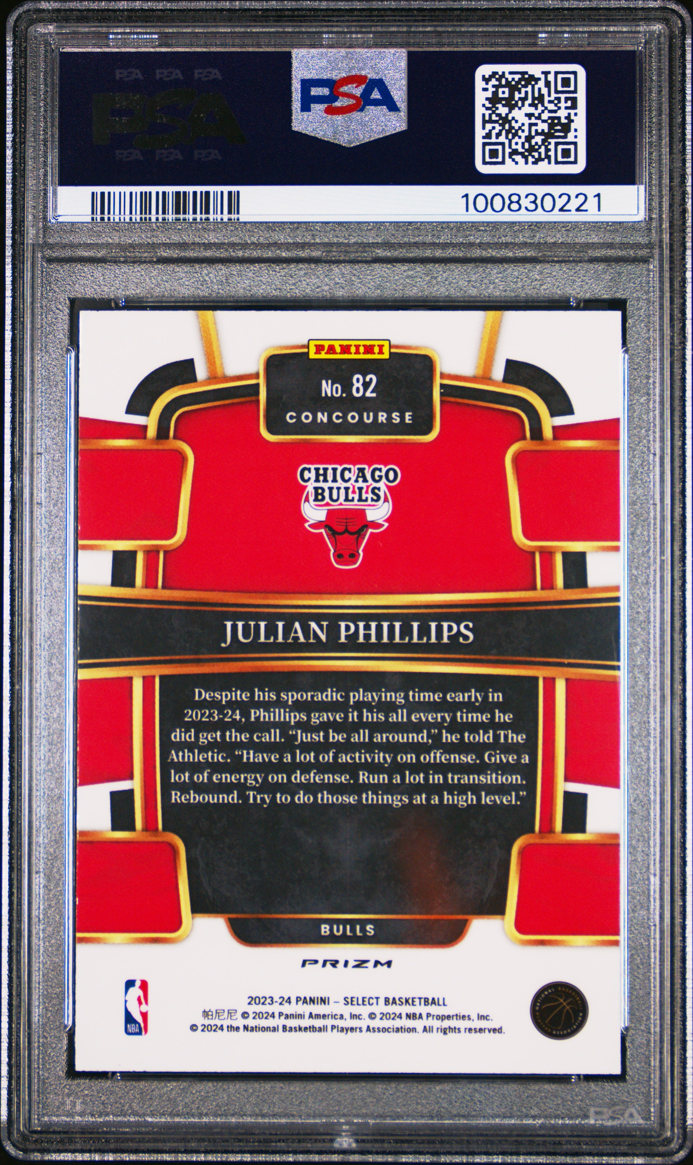 2023 Select Julian Phillips Concourse Tiger PSA 9 2023 Panini Select Julian Phillips Tiger Prizm #82 PSA 9