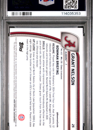 2024 Bowman Chrome University Grant Nelson Reptilian Blue Refractor #25 PSA 9