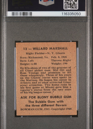 1948 Bowman Willard Marshall #13 PSA 6