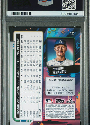2024 Topps Chrome Cosmic Yoshinobu Yamamoto #125 PSA 9