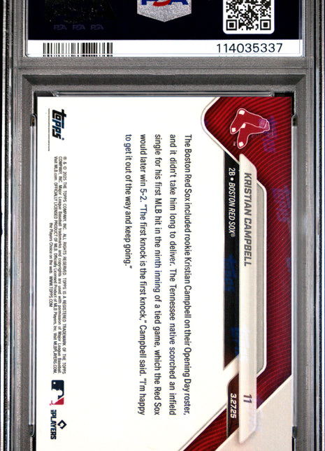 2025 Topps Now Kristian Campbell #11 PSA 10