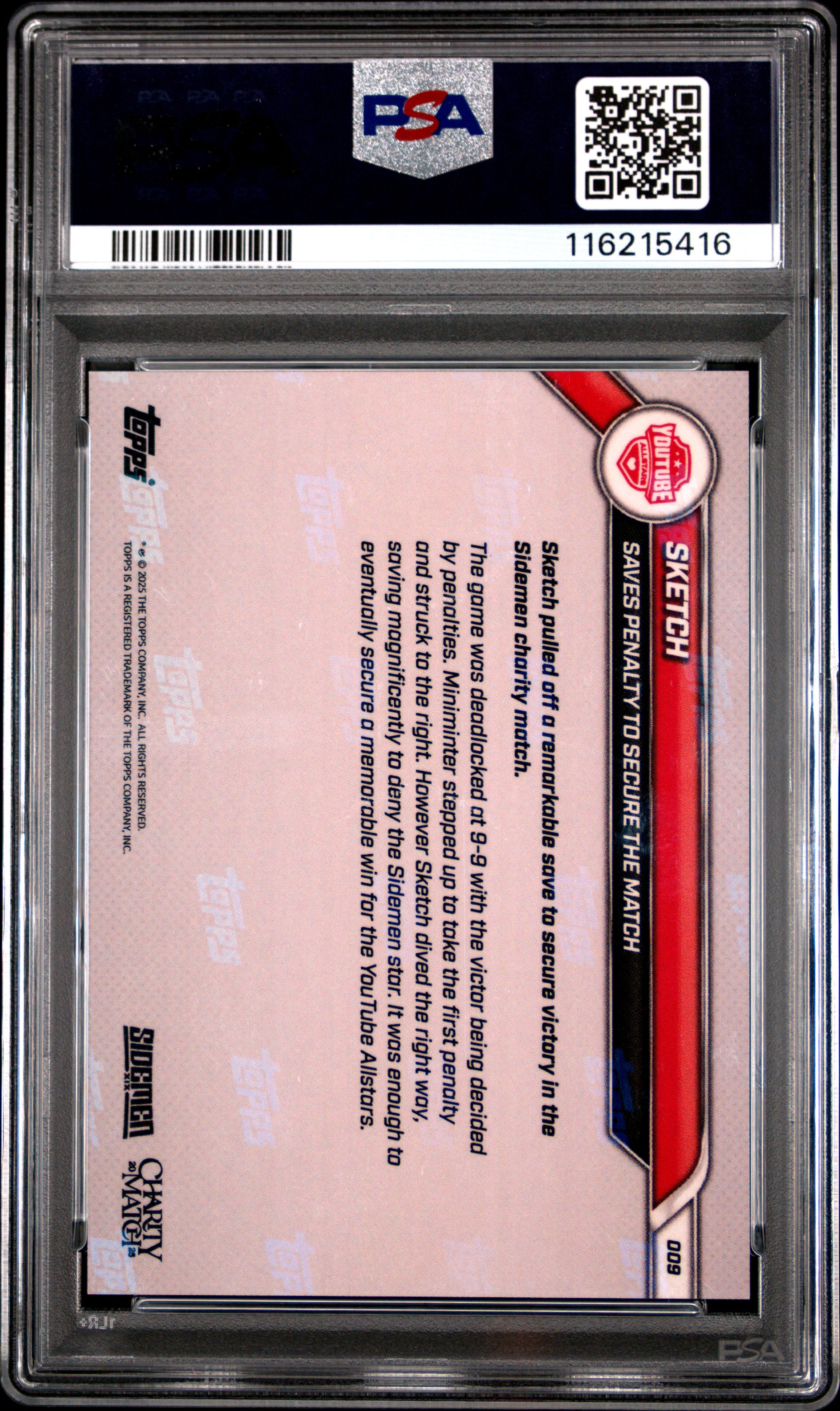 2025 Topps Now Sidemen Charity Match Sketch Orange #009 PSA 10