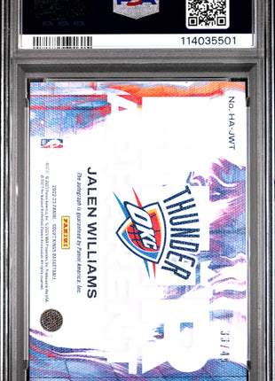 2022 Panini Court Kings Heir Apparent Autographs Jalen Williams Violet #HA-JWT PSA 8