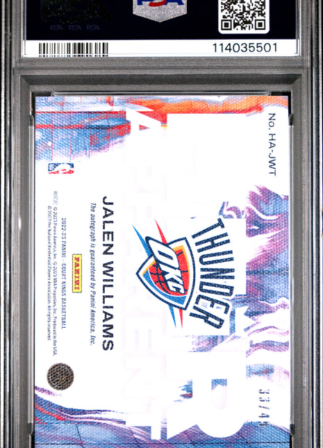 2022 Panini Court Kings Heir Apparent Autographs Jalen Williams Violet #HA-JWT PSA 8