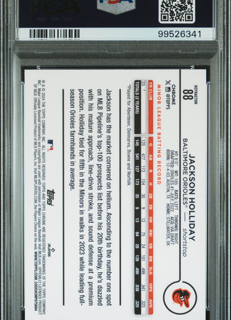 2024 Topps Chrome Jackson Holliday Refractor #88 PSA 9