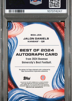 2024 Bowman Best University Best Of 2024 Autographs Jalon Daniels '24 Org Geometric #JDA PSA 10