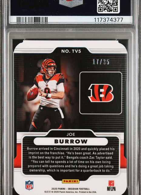 2020 Panini Obsidian Tunnel Vision Joe Burrow #TV5 PSA 10