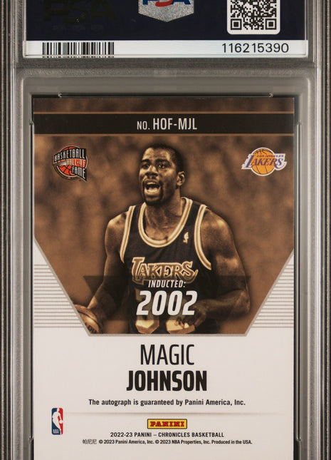 2022 Panini Chronicles Hall Of Fame Autographs Magic Johnson Purple #HOFMJL PSA 9