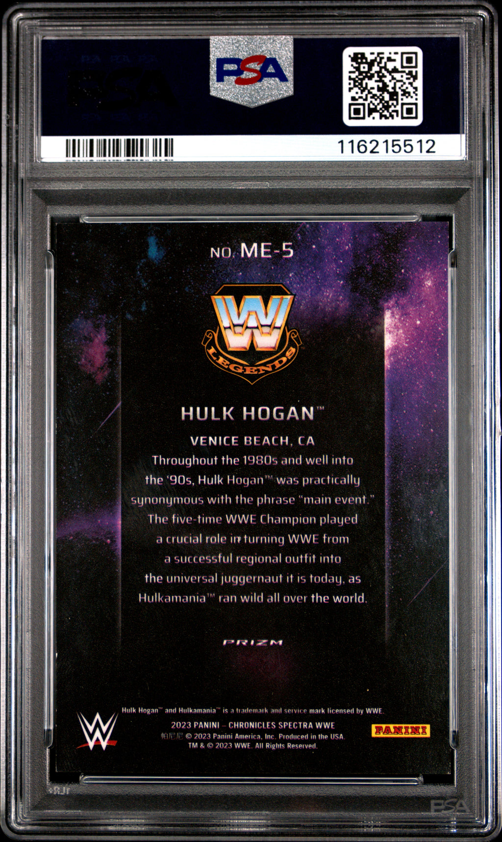 2023 Panini Chronicles WWE Main Event Hulk Hogan #ME5 PSA 9