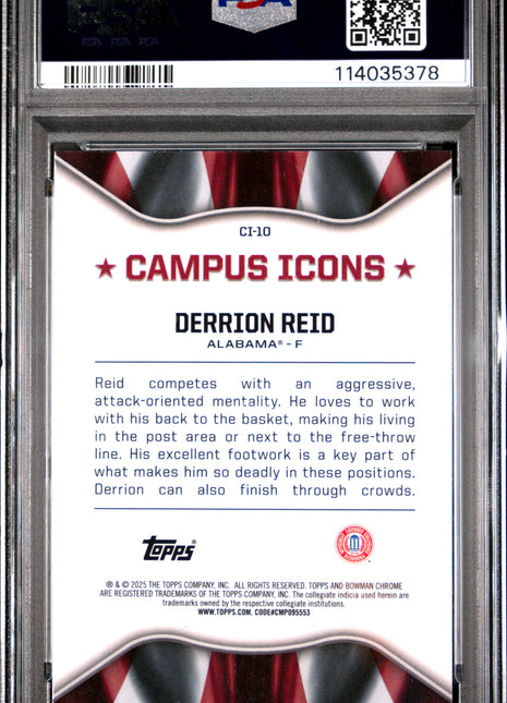 2024 Bowman Chrome University Campus Icons Derrion Reid Blue Ref #CI10 006/150 PSA 8