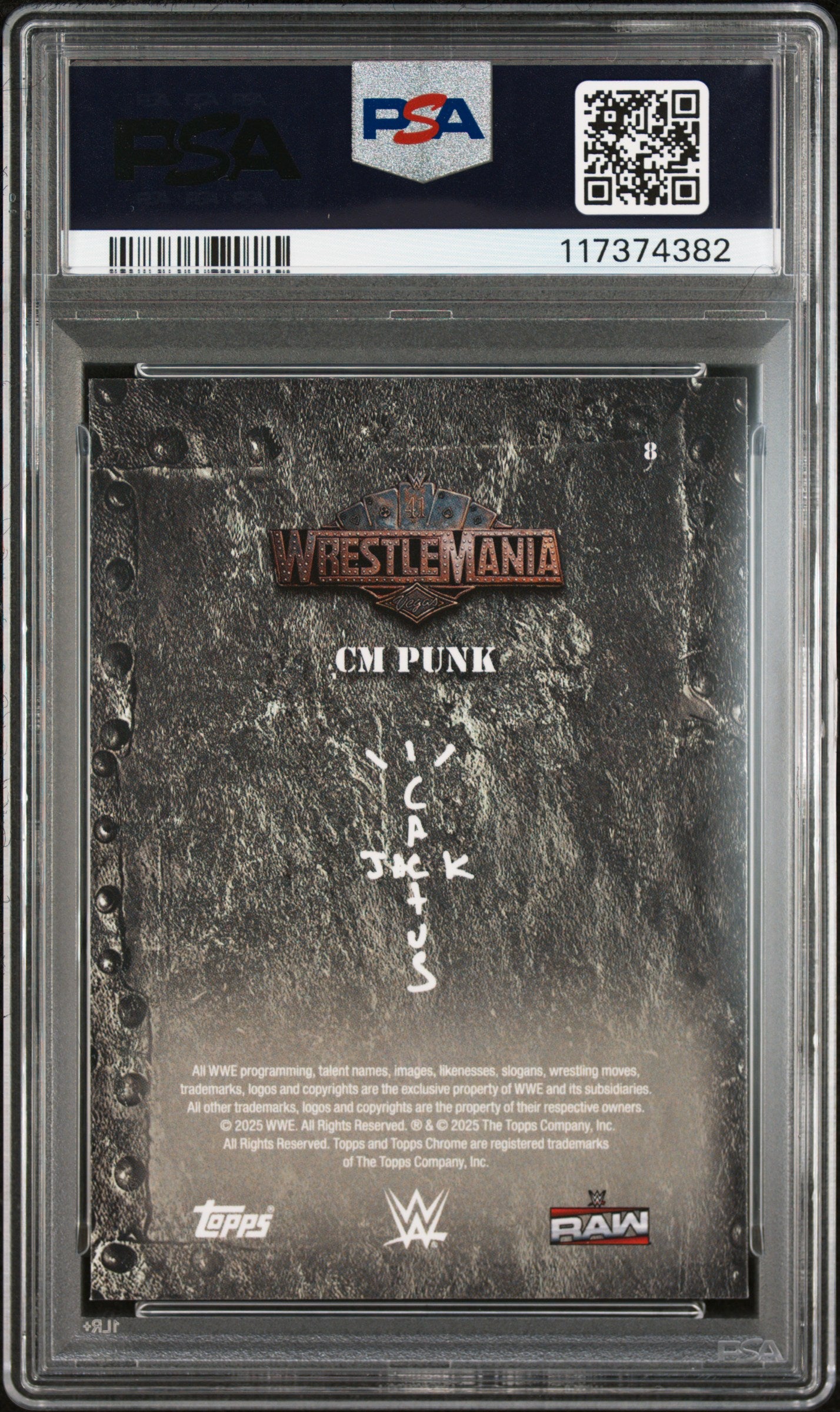 2025 Topps Chrome WWE Cactus Jack X Wrestlemania CM Punk #8 PSA 9