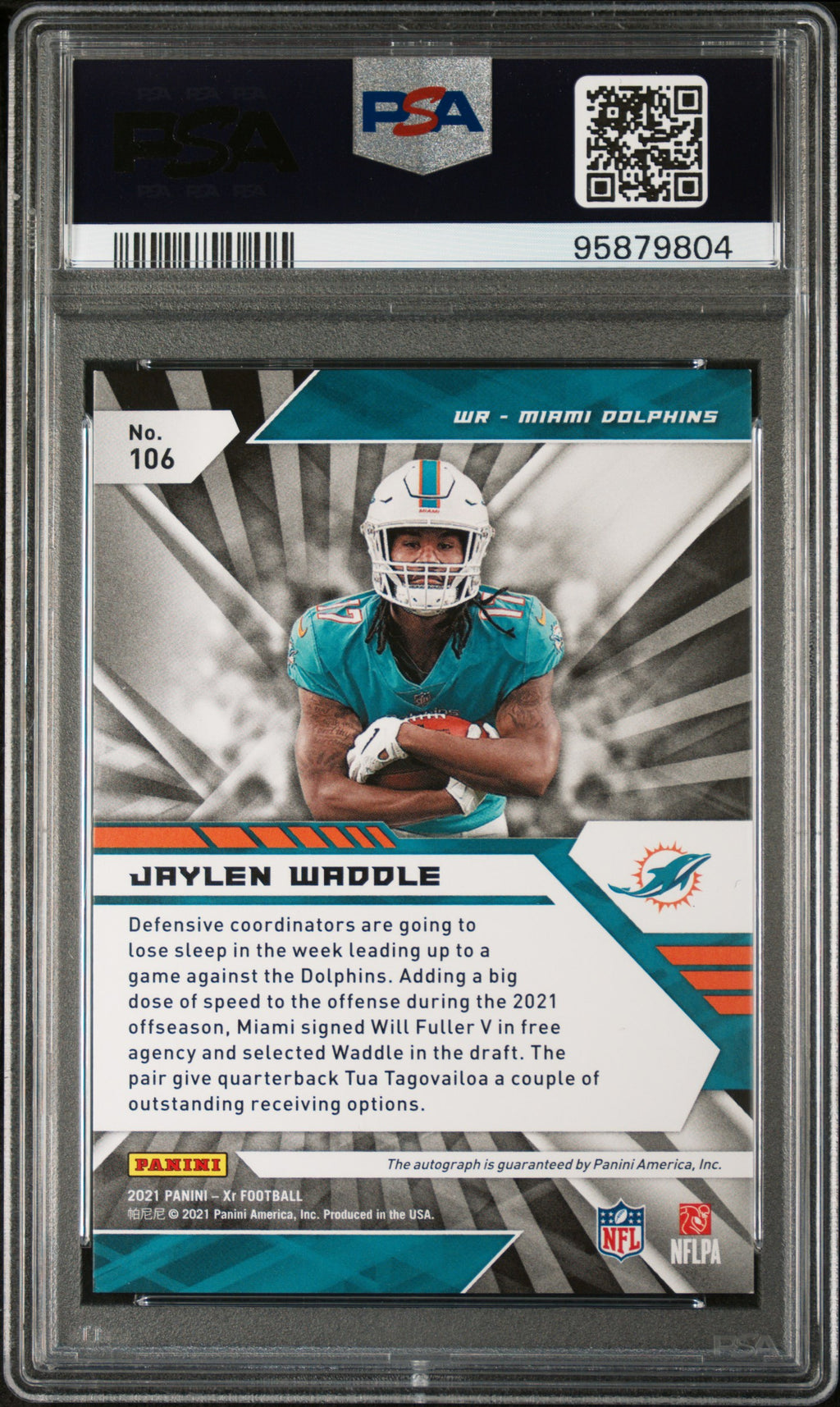 2021 Panini XR Jaylen Waddle Autograph #106 04/10 PSA 9