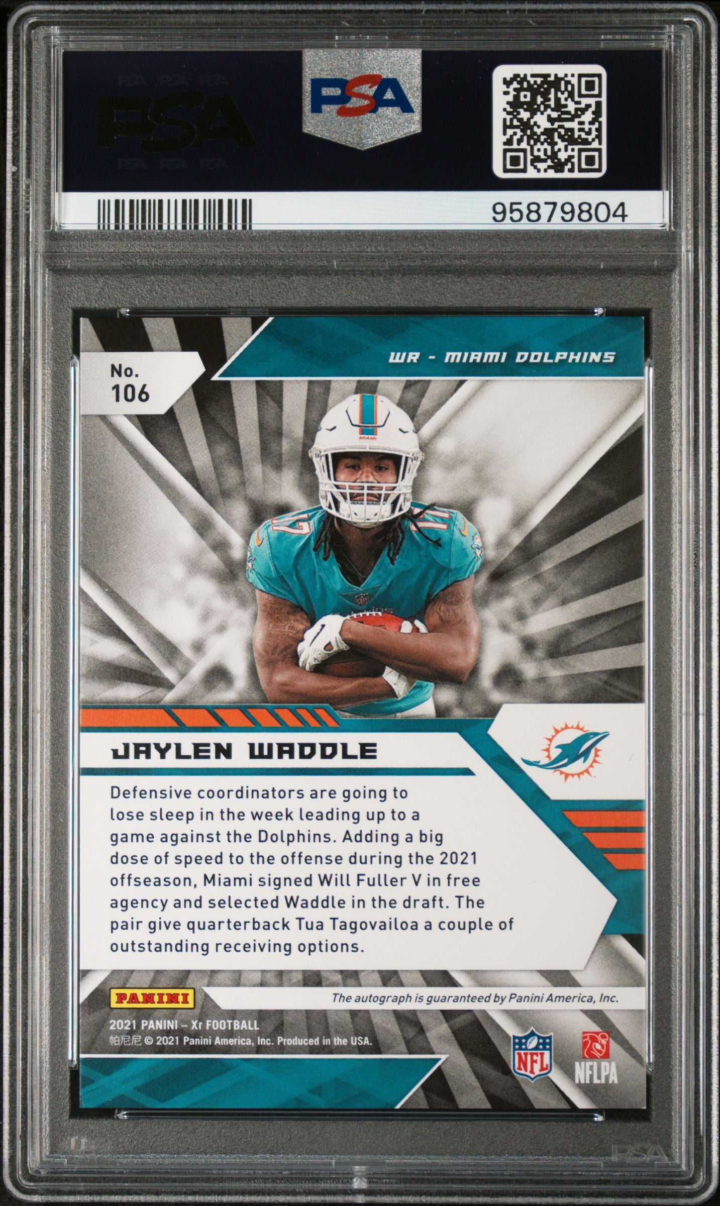 2021 Panini XR Jaylen Waddle Autograph #106 04/10 PSA 9