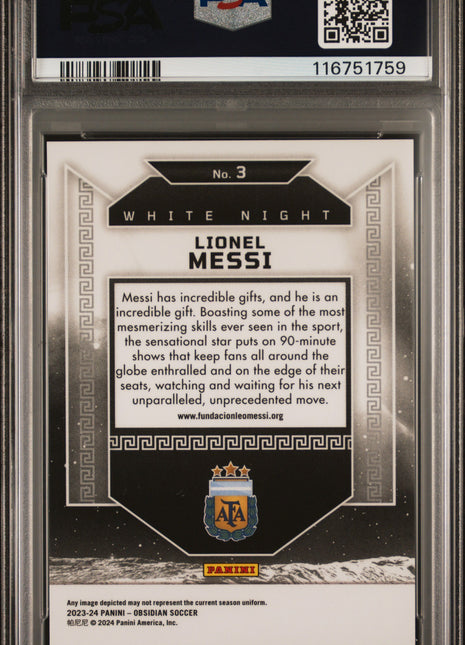 2023 Panini Obsidian White Night Lionel Messi #3 PSA 10