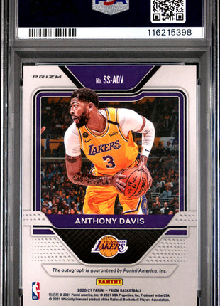 2020 Panini Prizm Sensational Signatures Anthony Davis Snstnl. SIG Choice #SSADV PSA 9