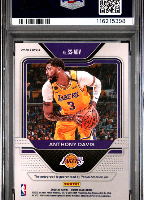 2020 Panini Prizm Sensational Signatures Anthony Davis Snstnl. SIG Choice #SSADV PSA 9